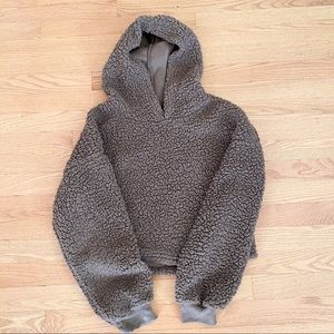 Brown Sherpa cropped hoodie
